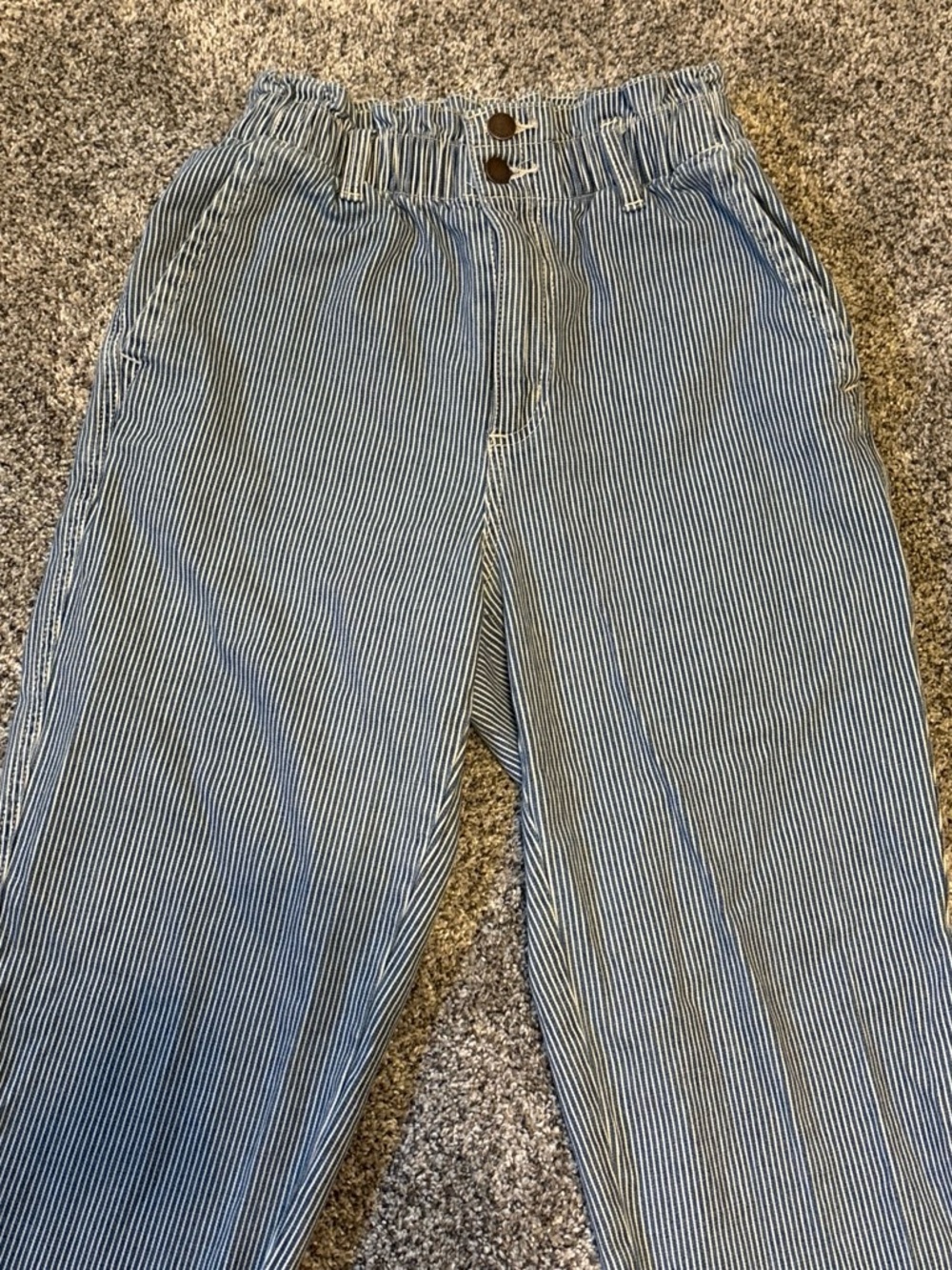Striped Blue Casual Elastic-Waist Women’s Pants